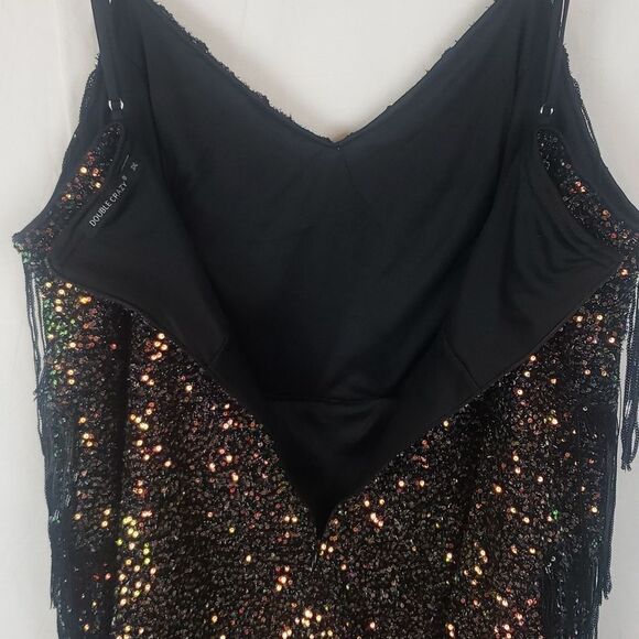 Double Crazy 3XL Copper & Green Sequin Black Tassel Bodysuit - Picture 7 of 10